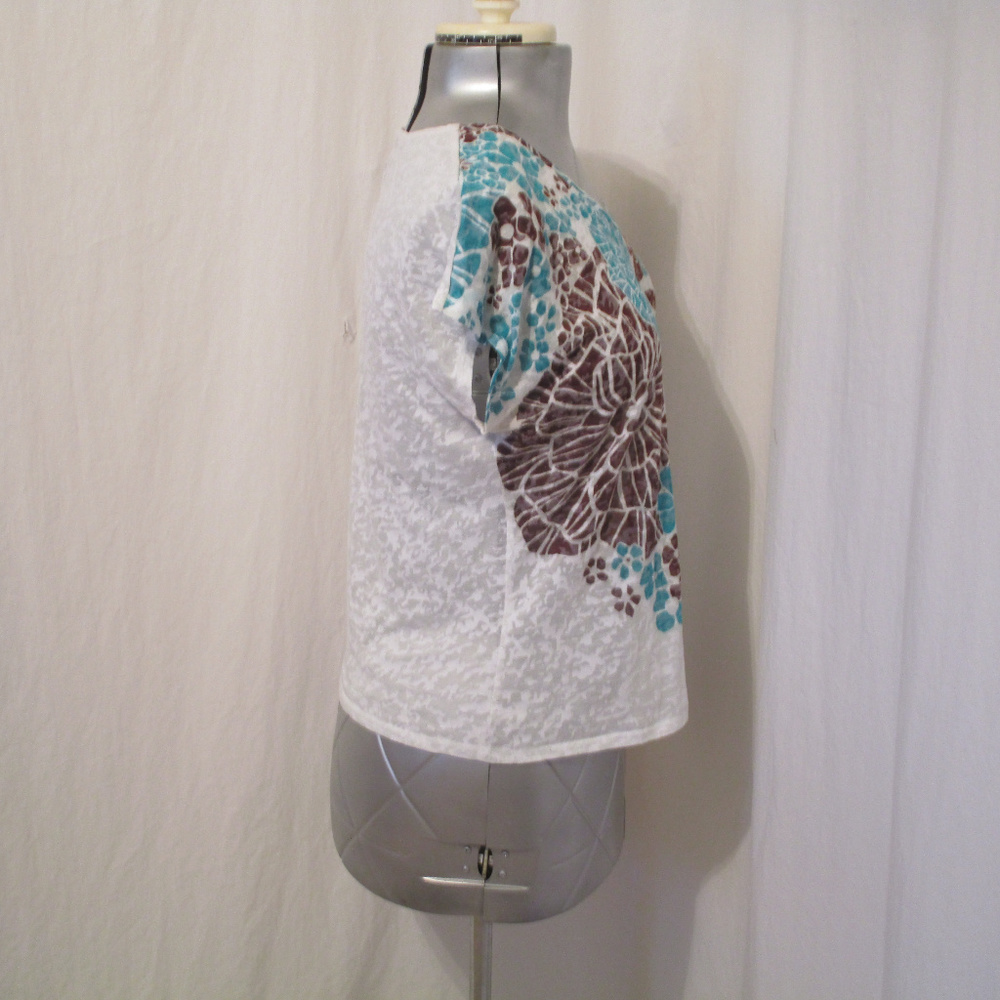 Ruby Rd Sheer Floral Top L - Picture 4 of 4